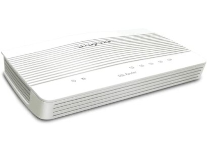 White DSL router with indicator lights