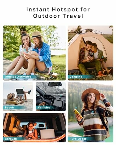 Collage of outdoor activities with instant hotspot for travel.