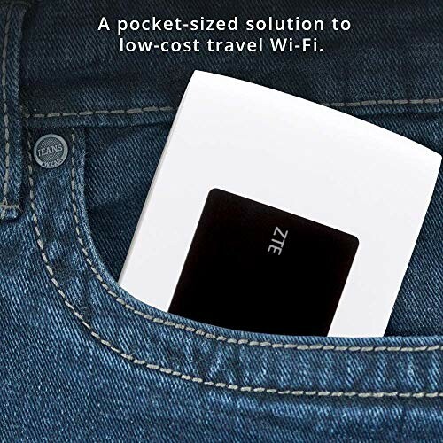 Pocket-sized Wi-Fi device in jeans pocket.