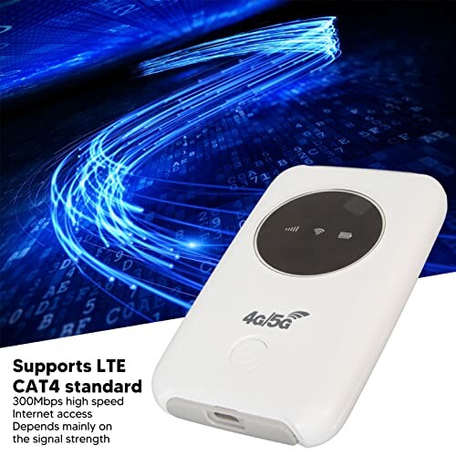 Portable WiFi router supporting LTE CAT4 standard with high-speed internet access.