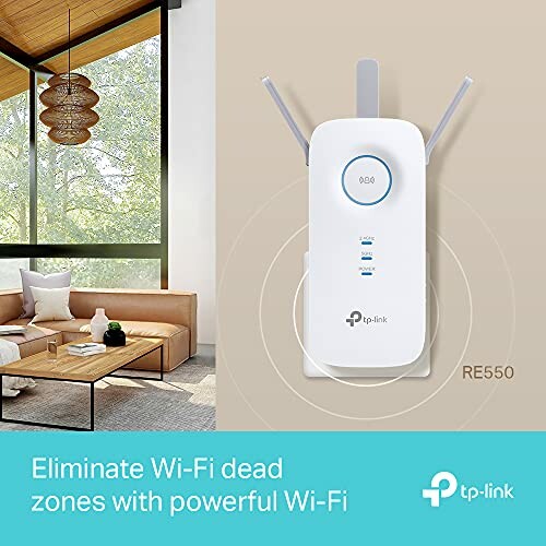 TP-Link Wi-Fi extender RE550 in modern living room